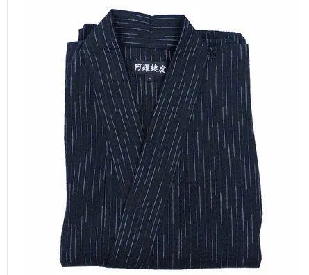 2017 New Arrival Men 100% cotton Bathrobe Male Traditional Japanese Kimono male hotel travel nightgown Men's Bath Robe 122601