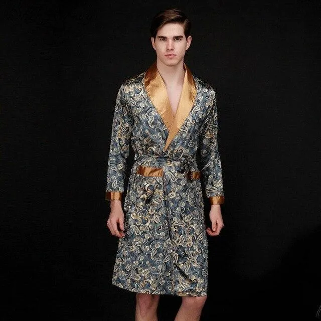 2018 new arrival kimono robe long nightgown Japanese style bath robe v-neck male nightgown mens yukata robe for men CC120