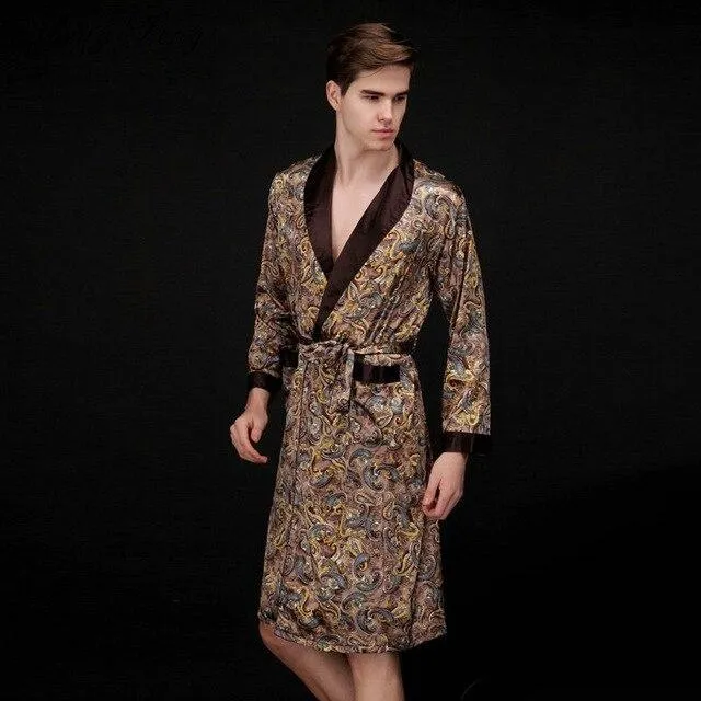 2018 new arrival kimono robe long nightgown Japanese style bath robe v-neck male nightgown mens yukata robe for men CC120
