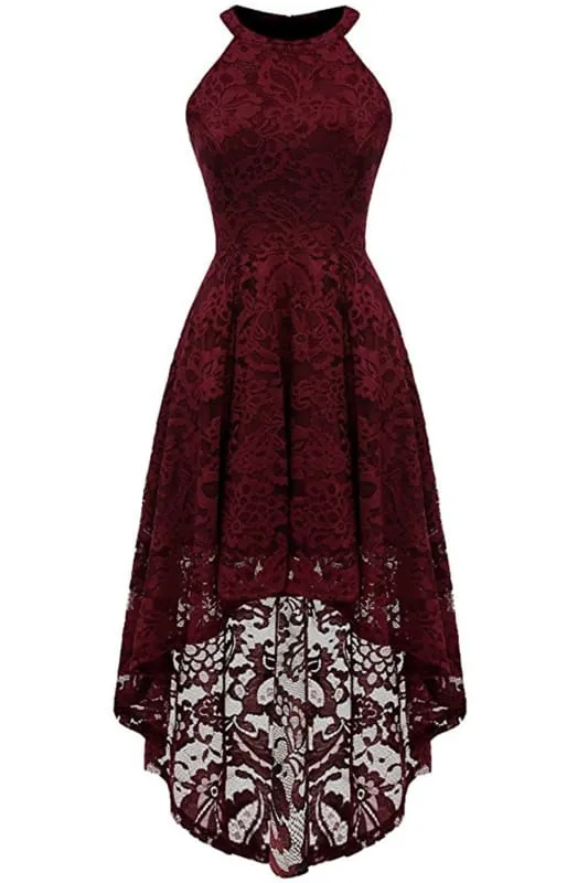 A| Bridelily Casual 1950s High Low Lace Dresses