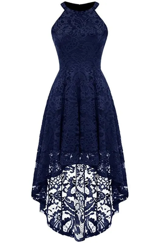 A| Bridelily Casual 1950s High Low Lace Dresses