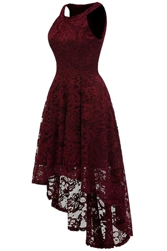 A| Bridelily Casual 1950s High Low Lace Dresses