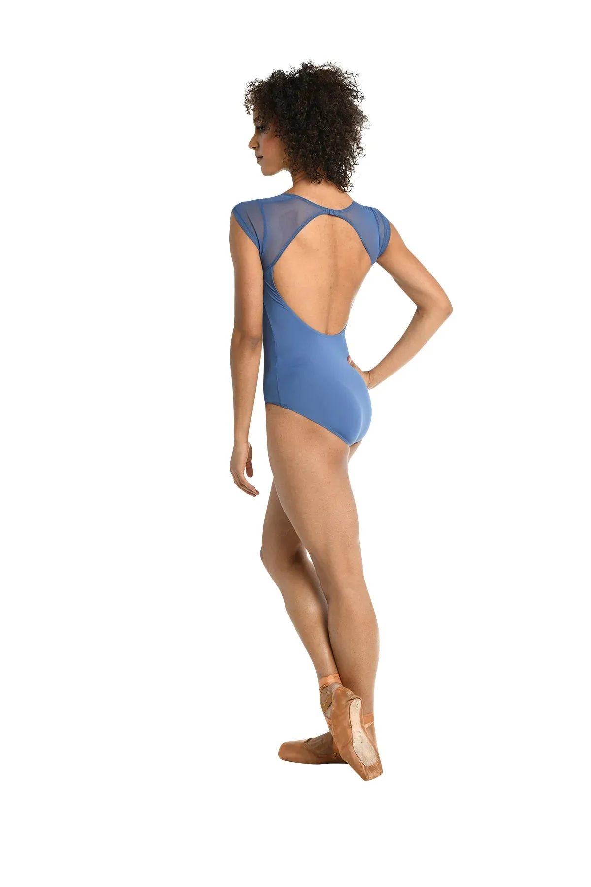 Adult Bijou Blue Leila Cap Sleeve Twist Leotard