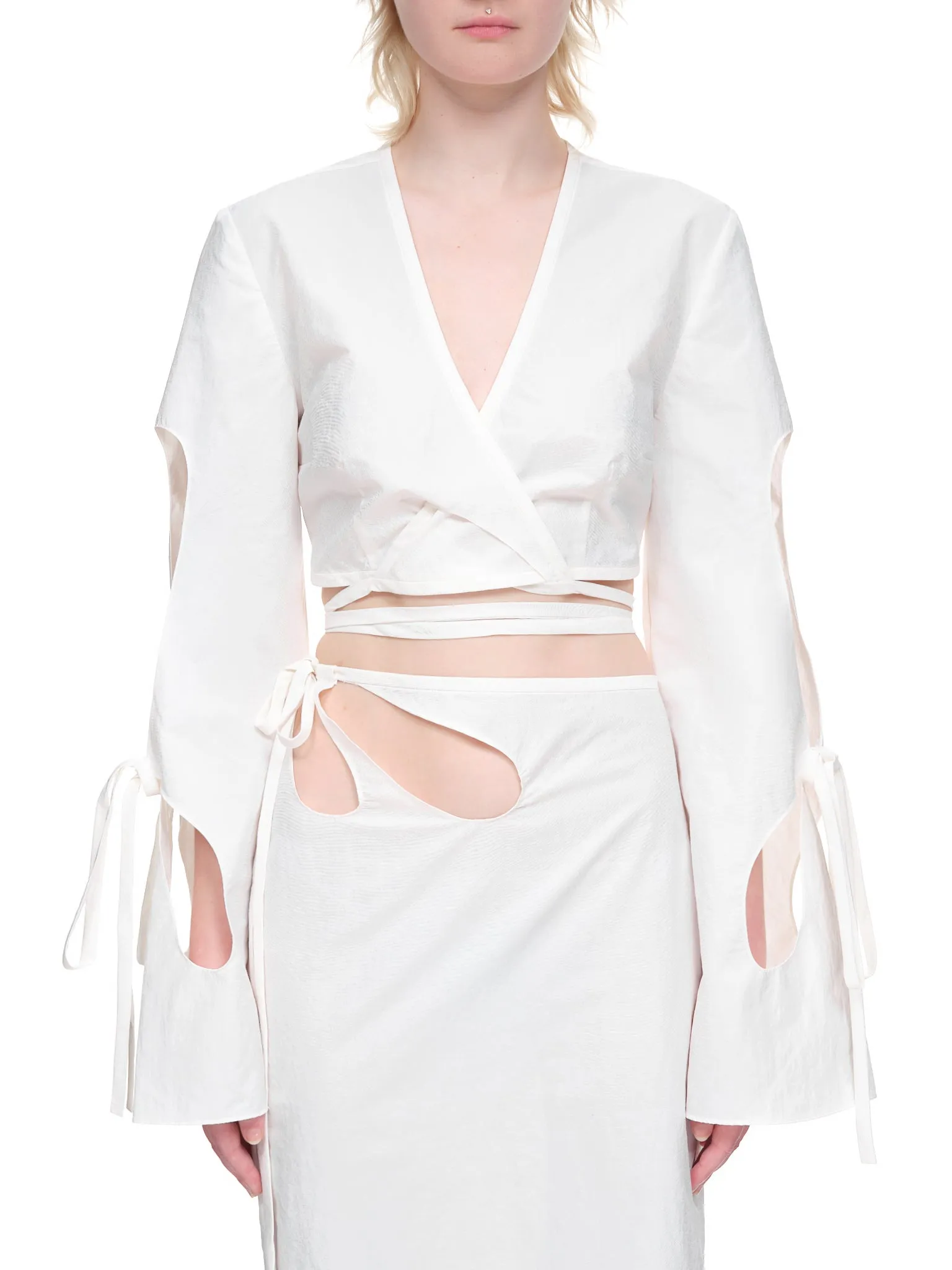 Anglaise Sleeve Wrap Top (RE22T17-WHITE)