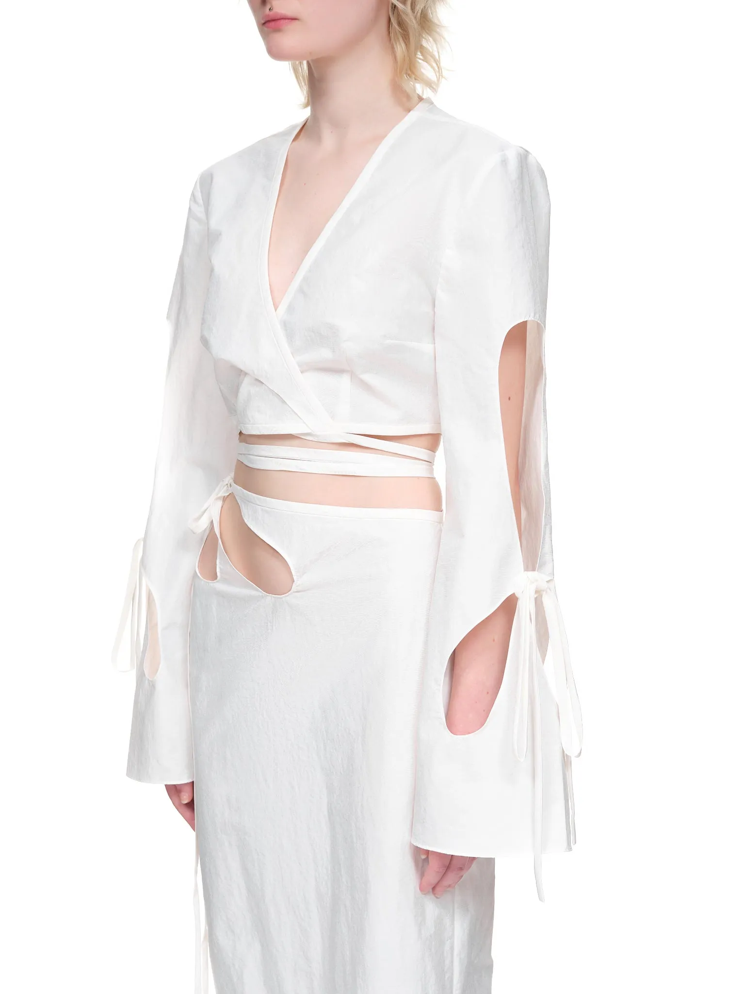 Anglaise Sleeve Wrap Top (RE22T17-WHITE)