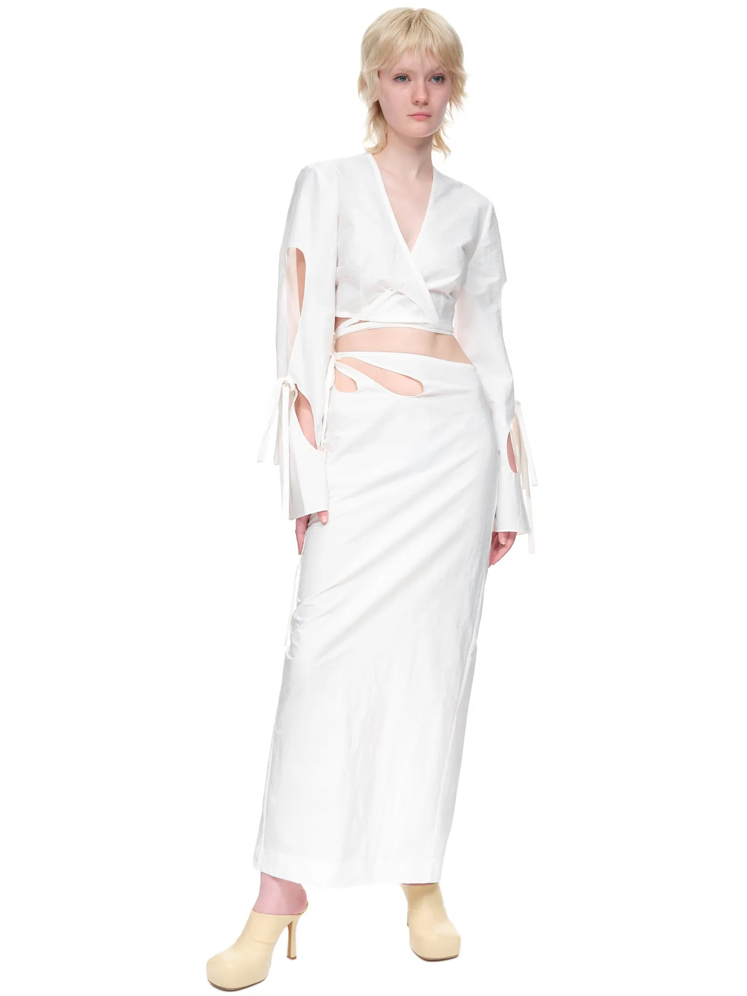 Anglaise Sleeve Wrap Top (RE22T17-WHITE)