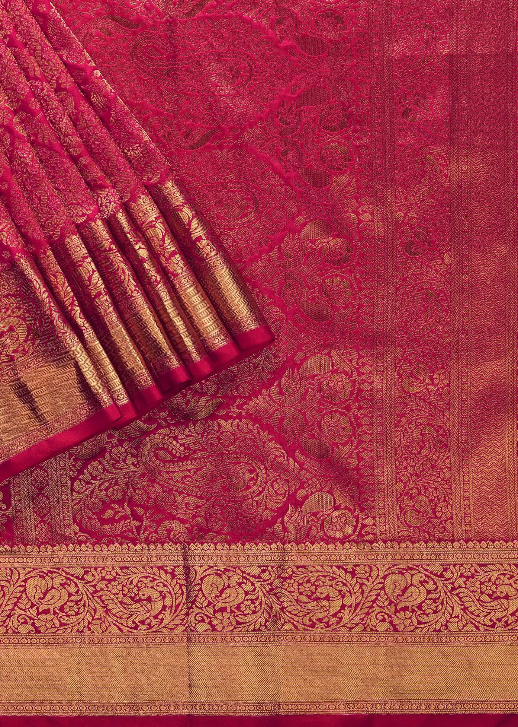 Azalea Pink Intricately Woven Kanjivaram Saree In Pure Silk With Unstitched Blouse