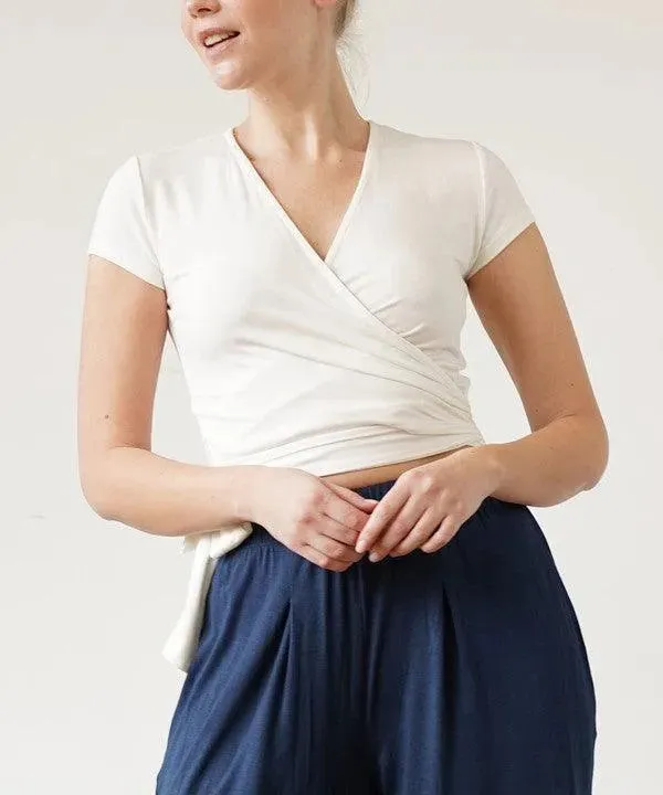 Bamboo Wrap Crop Blouse