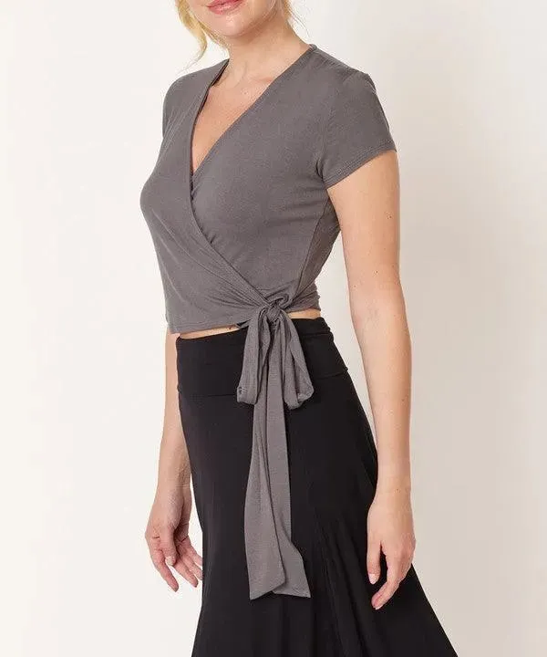 Bamboo Wrap Crop Blouse