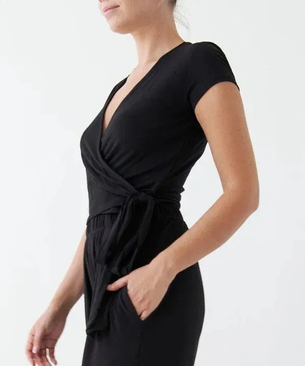 Bamboo Wrap Crop Blouse