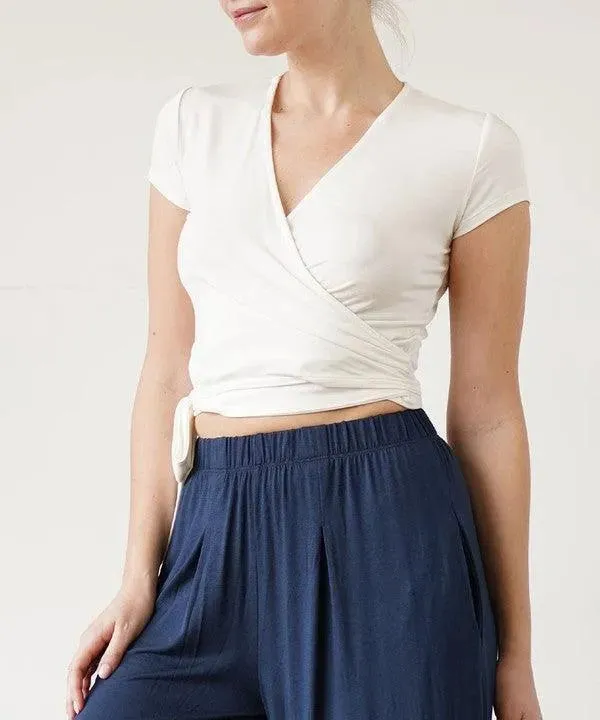 Bamboo Wrap Crop Blouse
