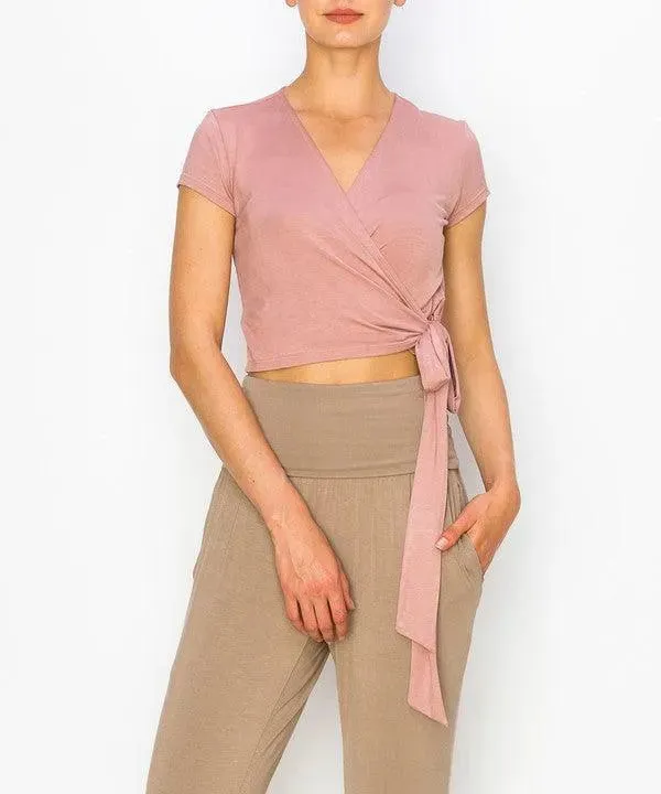 Bamboo Wrap Crop Blouse