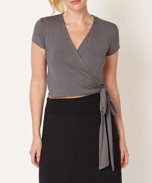 Bamboo Wrap Crop Blouse