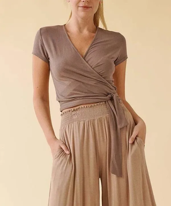Bamboo Wrap Crop Blouse