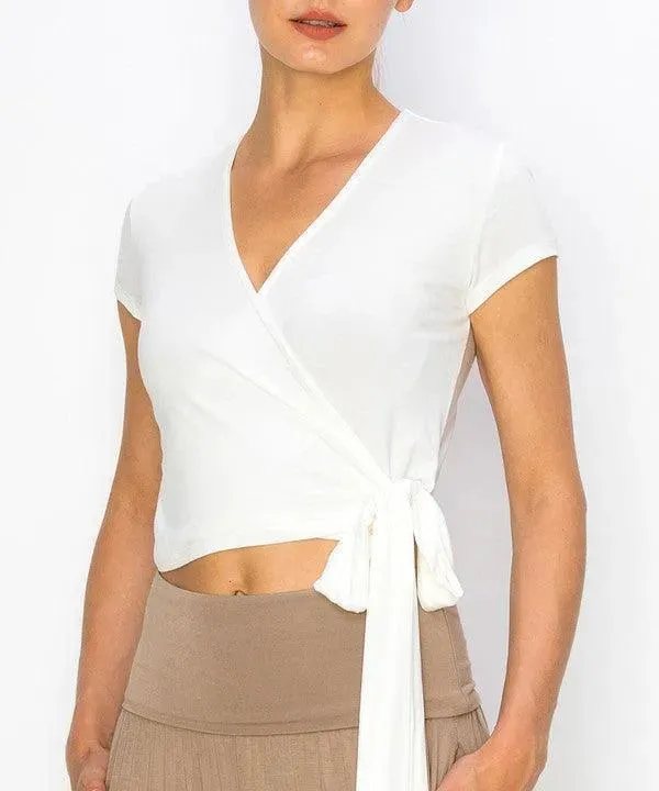 Bamboo Wrap Crop Blouse