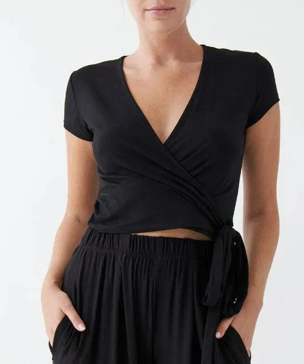 Bamboo Wrap Crop Blouse