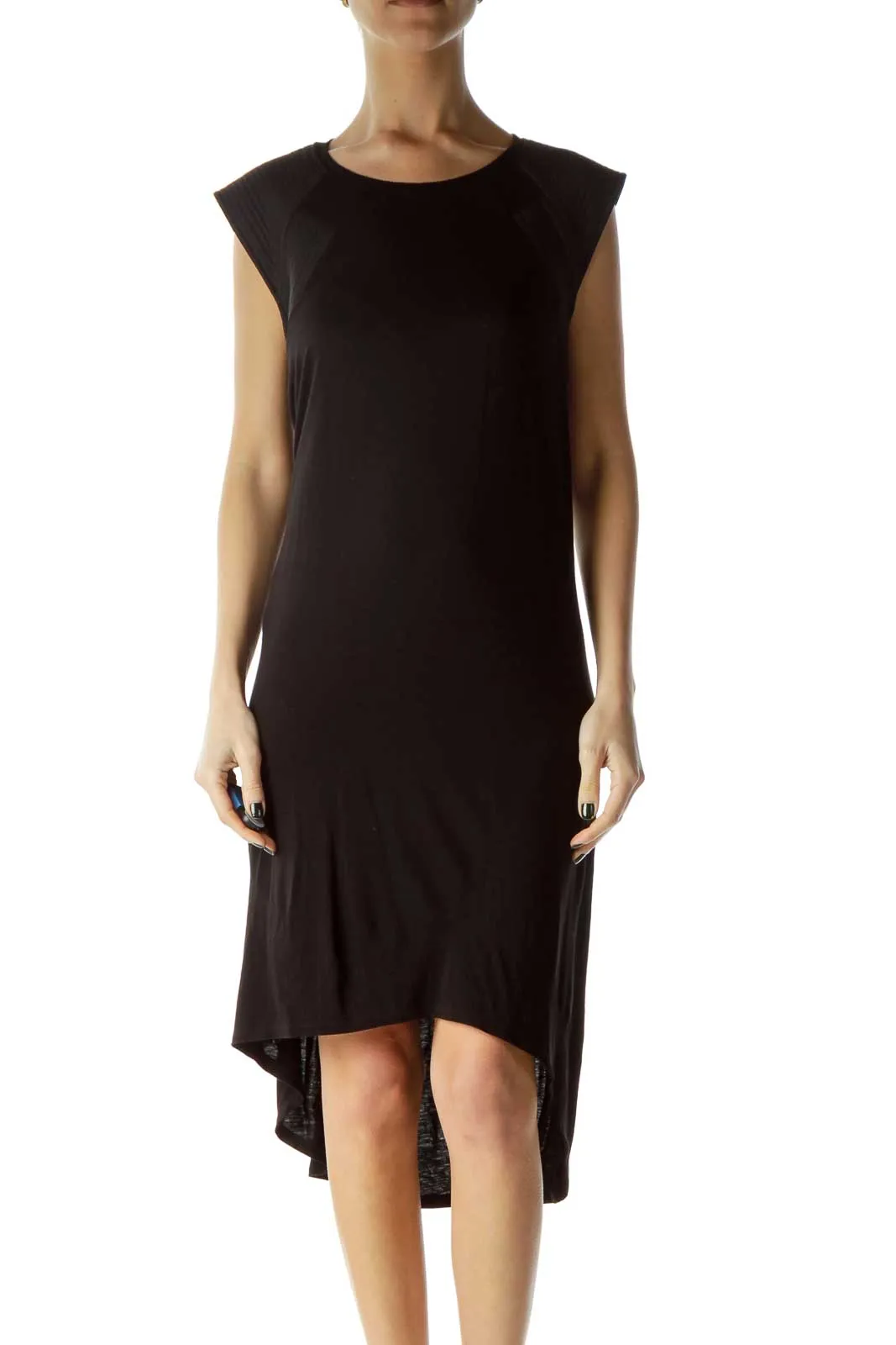 Black High-Low Jersey Dress