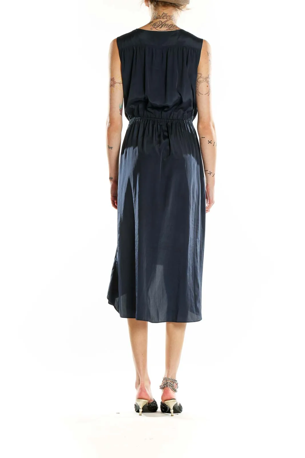 Black Sleeveless High-Low Midi Dress
