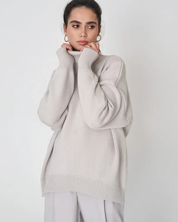 Camisola Chaleur em Malha Oversize Gola Alta