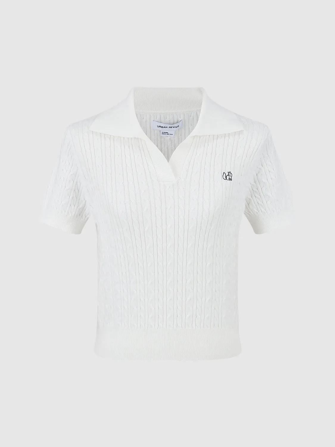 Collared Neck Knitted T-Shirt