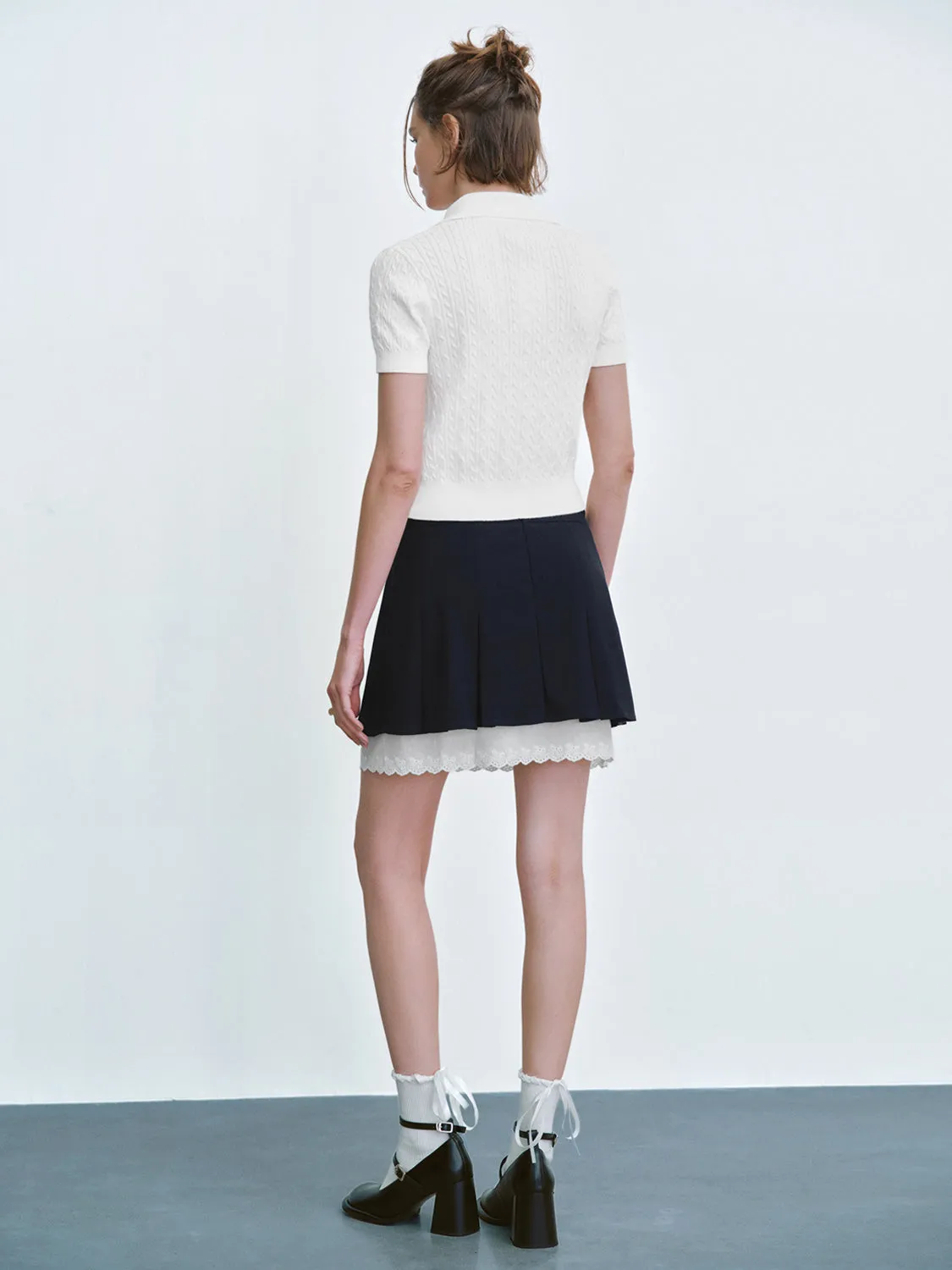 Collared Neck Knitted T-Shirt