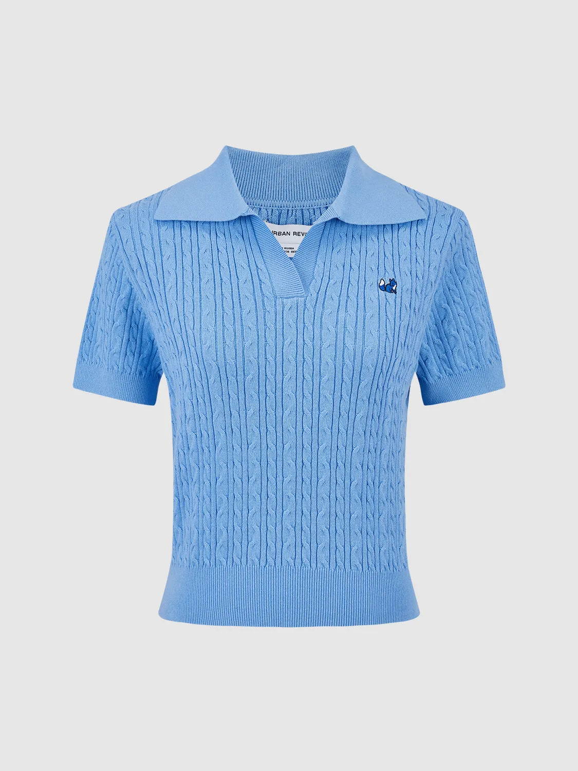 Collared Neck Knitted T-Shirt