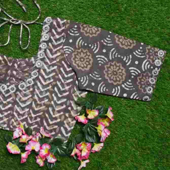 Dabu Customised Blouse with Mirrorwork