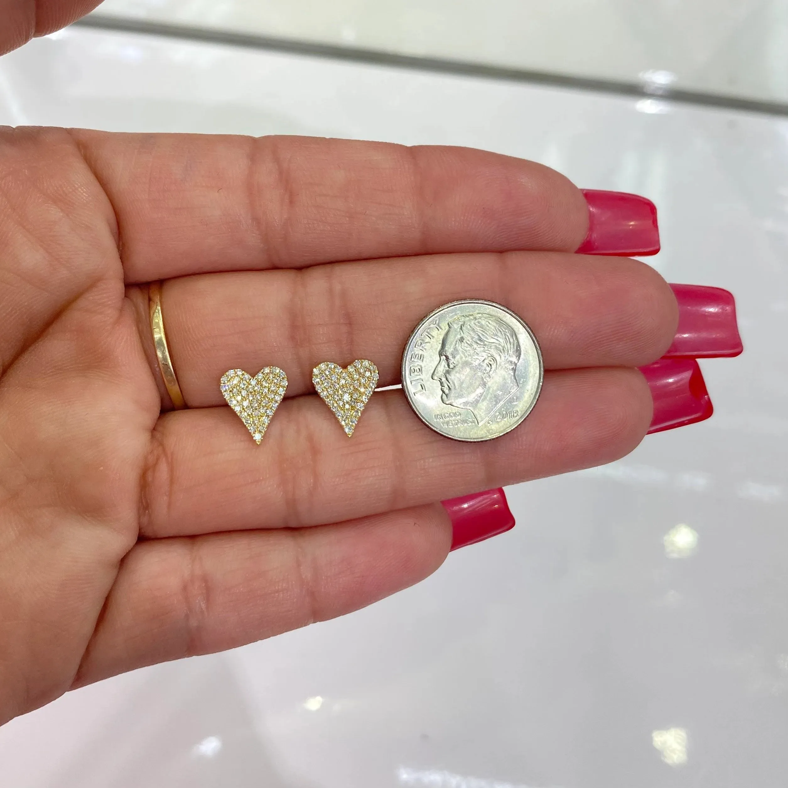 Diamond Heart Stud Earrings