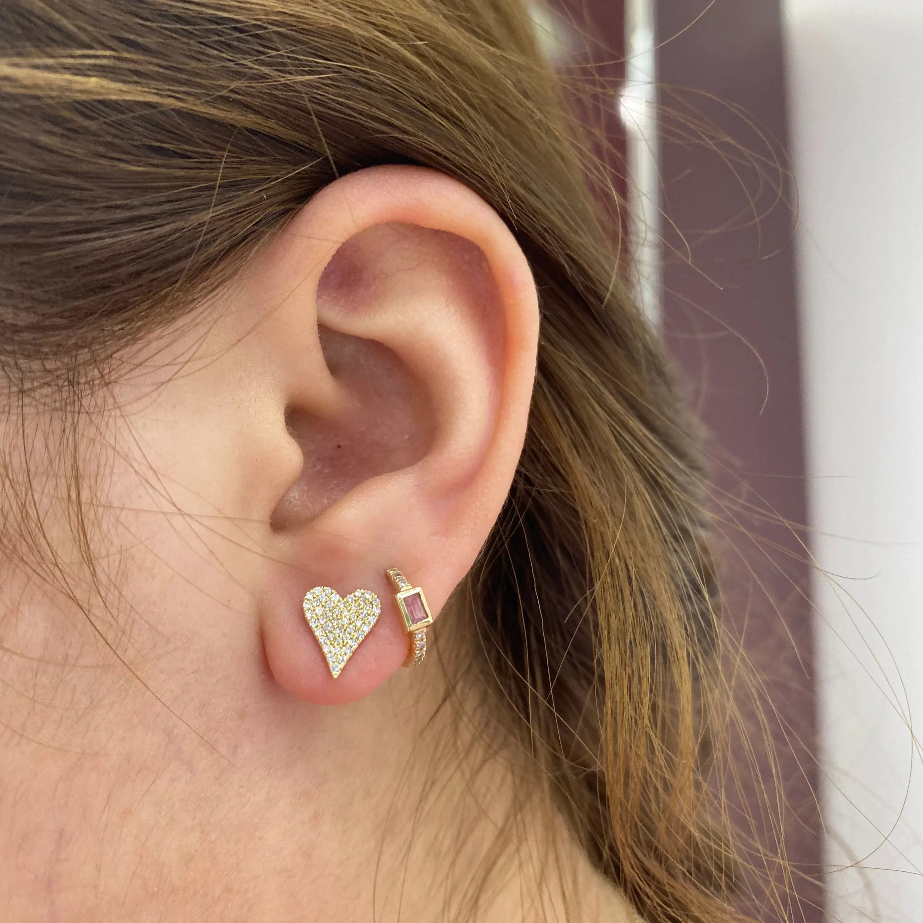 Diamond Heart Stud Earrings