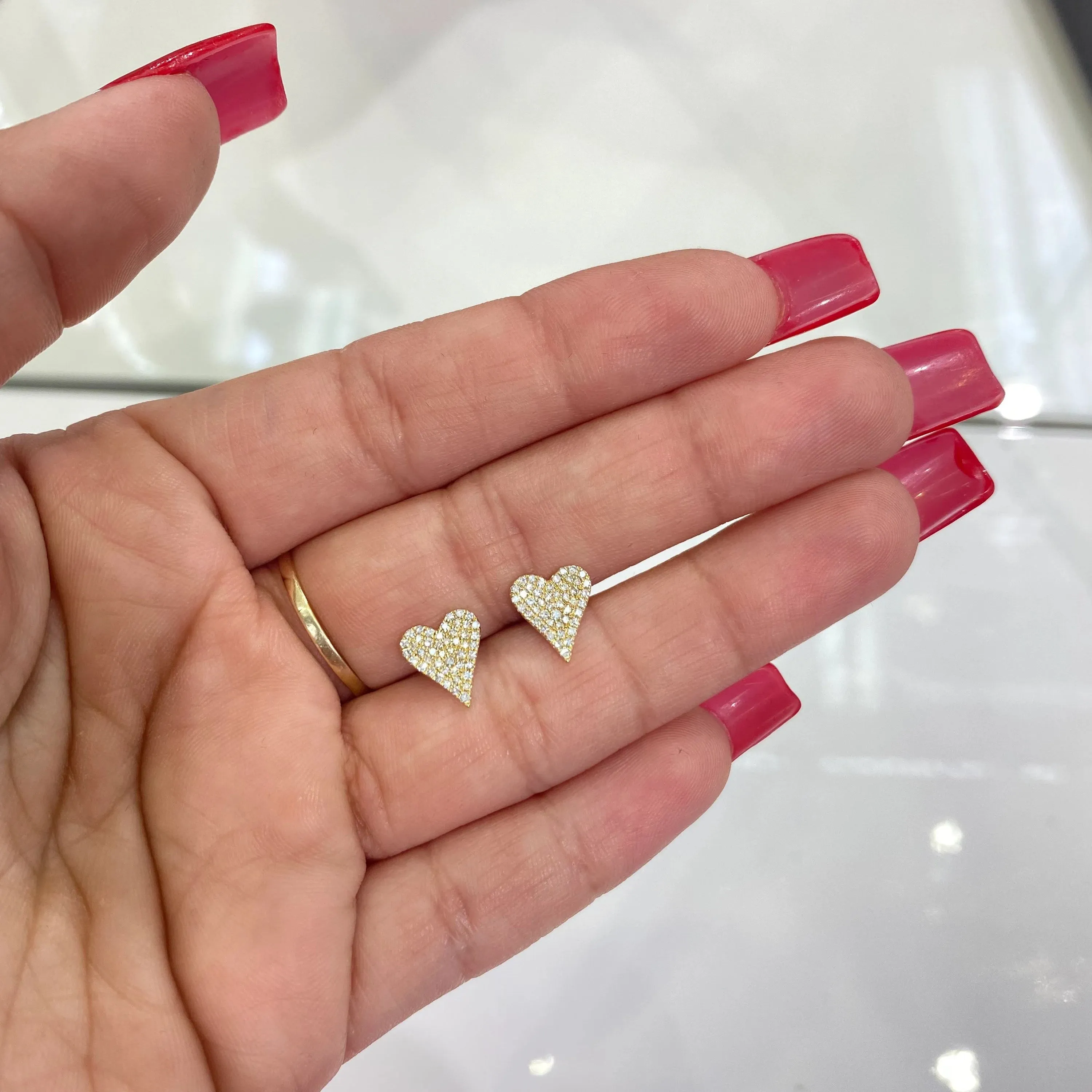 Diamond Heart Stud Earrings