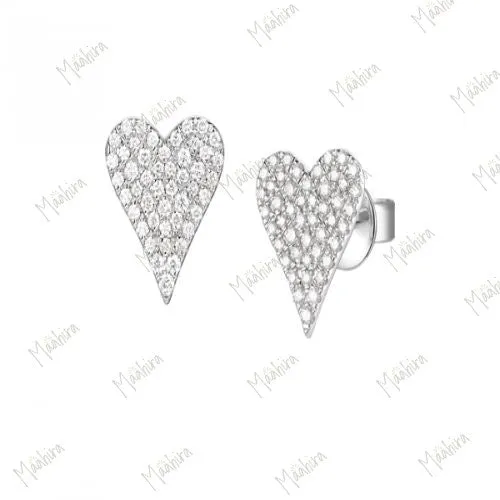 Diamond Heart Stud Earrings
