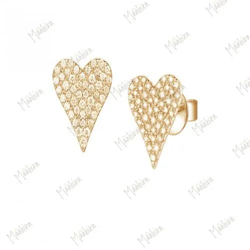 Diamond Heart Stud Earrings