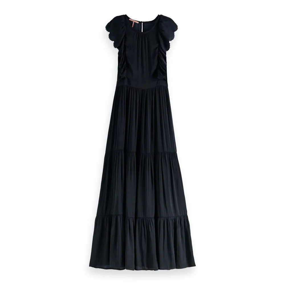 Drapey Scalloped Edge Dress (Black)