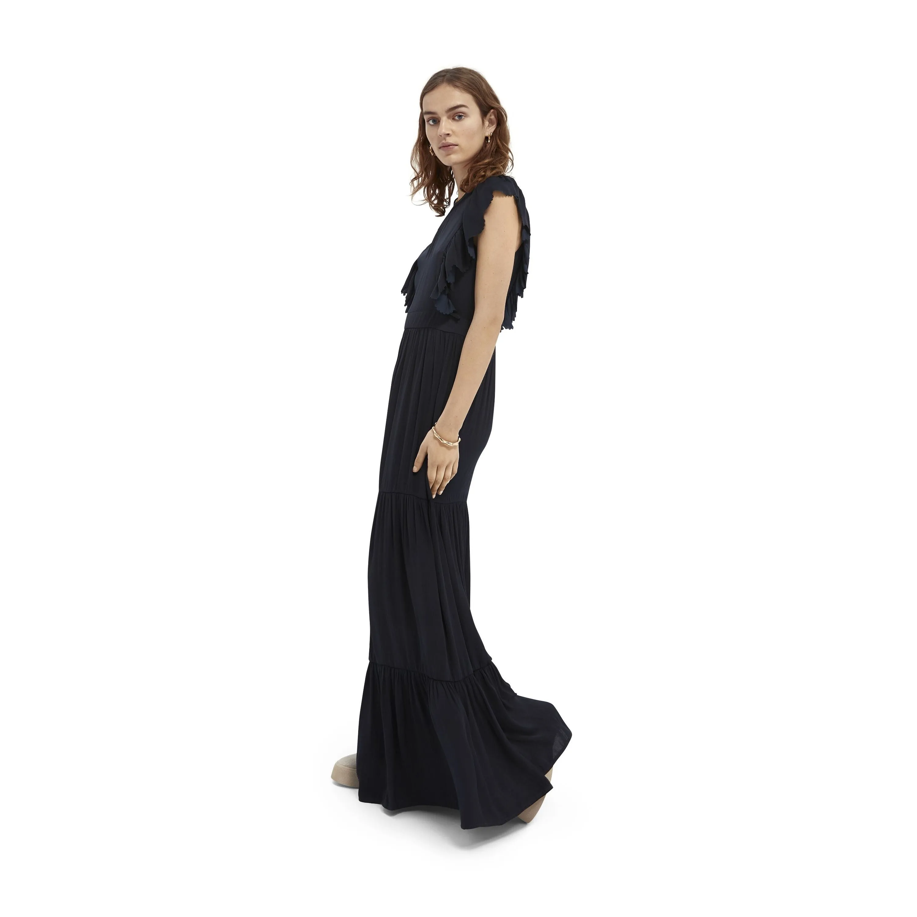 Drapey Scalloped Edge Dress (Black)