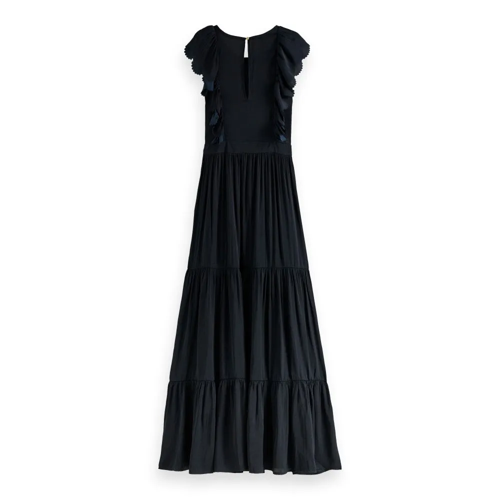 Drapey Scalloped Edge Dress (Black)
