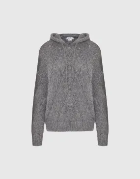 Drop Shoulder Sleeve Hooded Knitted T-Shirt