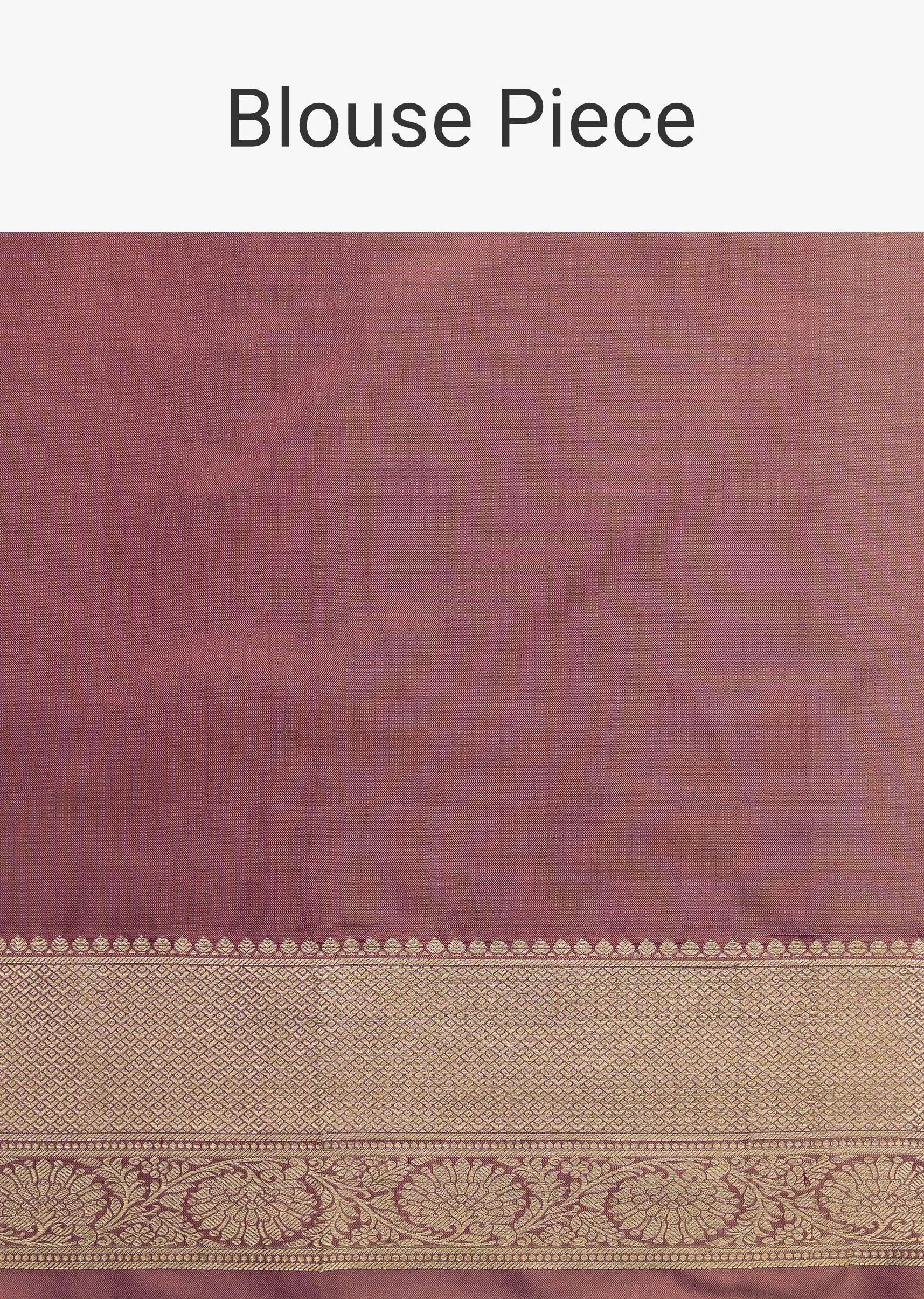Dusty Pink Kanjivaram Saree In Pure Uppada Silk With Unstitched Blouse