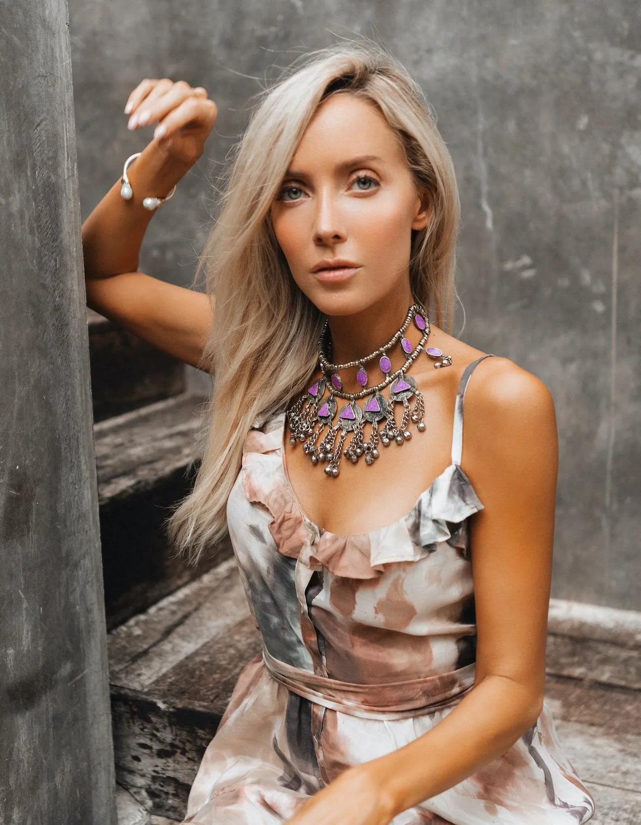 Earth Tie-Dye High-Low Dress