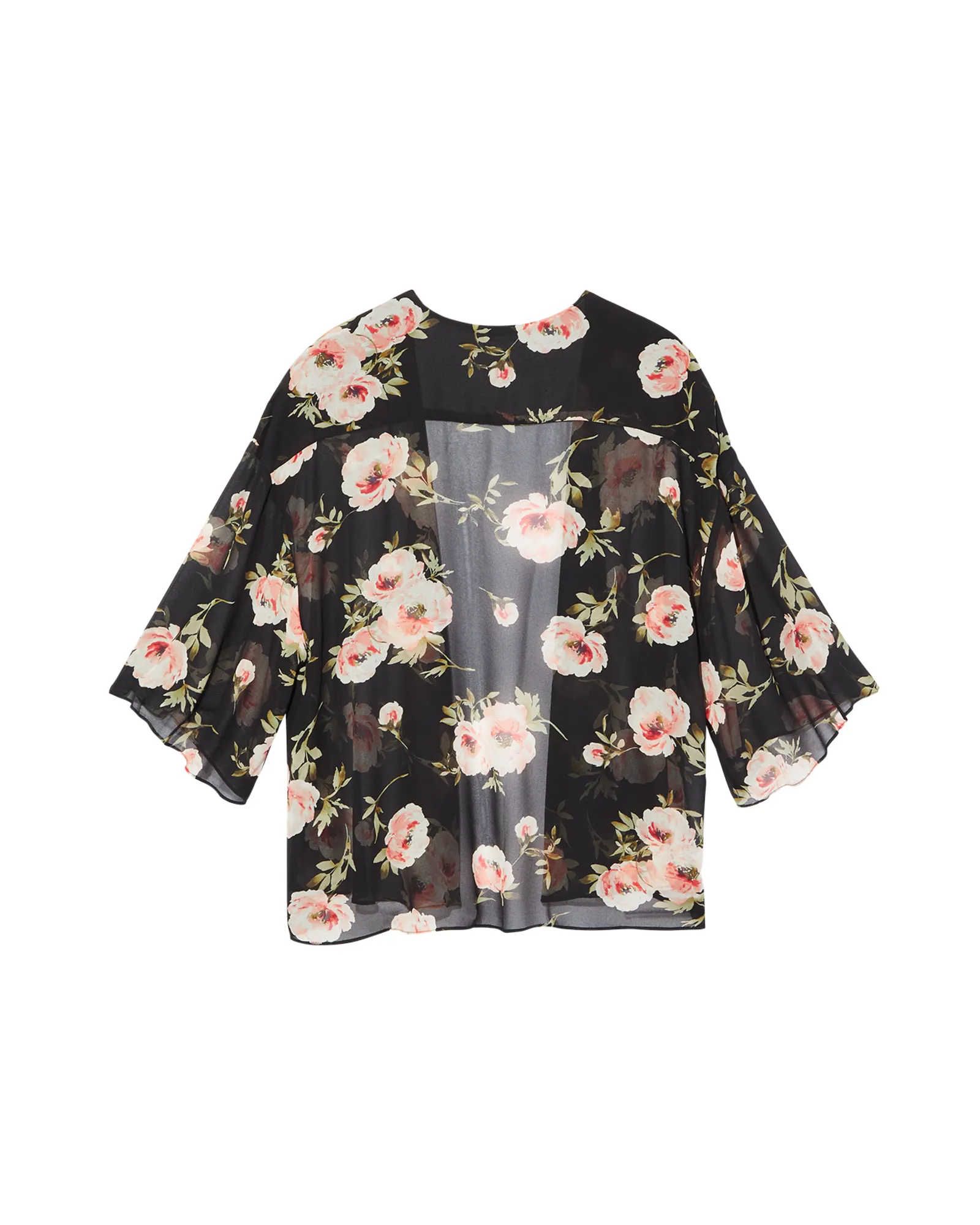 Elle Short Sleeve Kimono | Black / Pink