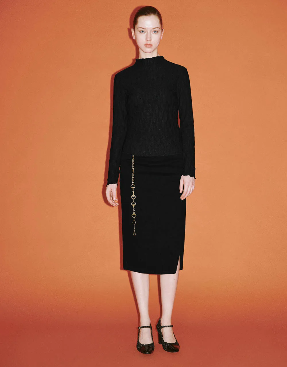 Embossed Skinny Knitted T-Shirt