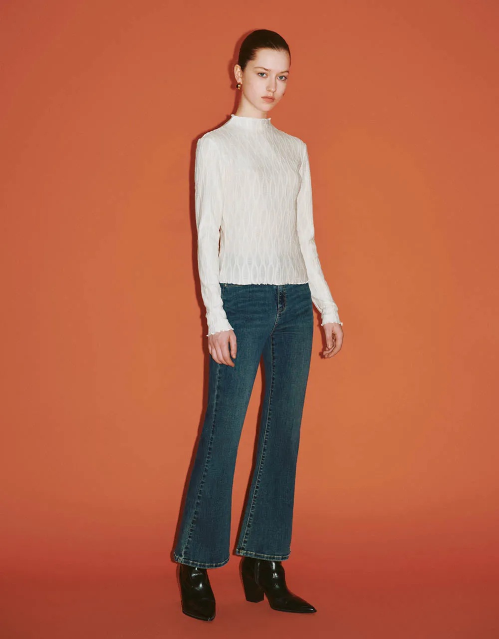 Embossed Skinny Knitted T-Shirt
