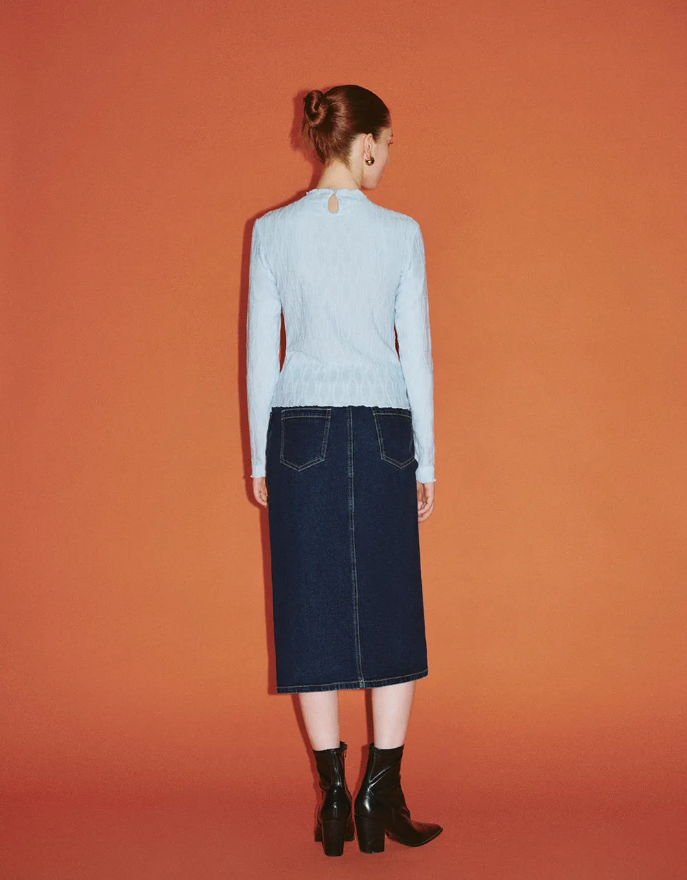Embossed Skinny Knitted T-Shirt
