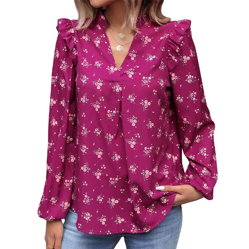 Floral Print Long Sleeve Shirts Wholesale Womens Clothing N3824062800023