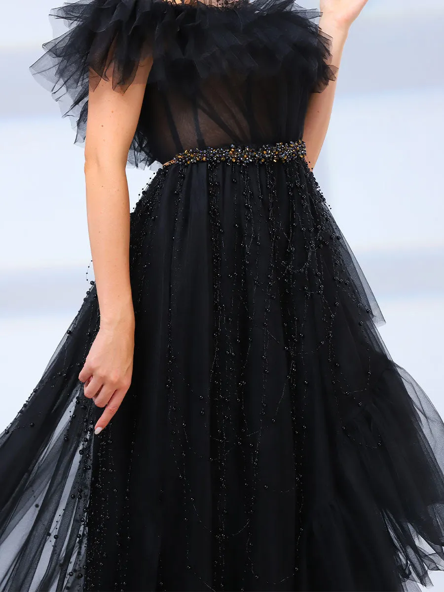 High Low Black Ball Gowns Wedding Dresses Gothic A line