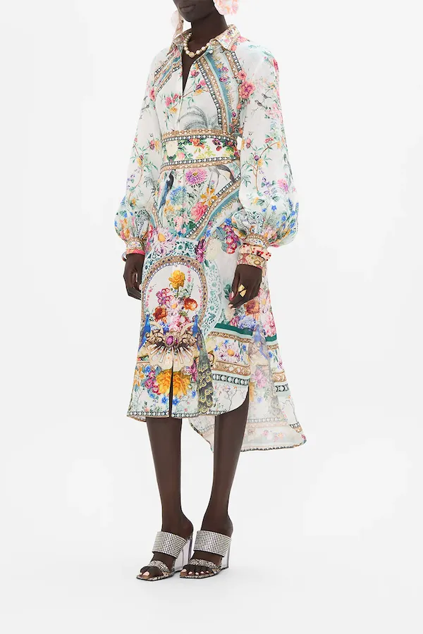 HIGH LOW MIDI SHIRT DRESS