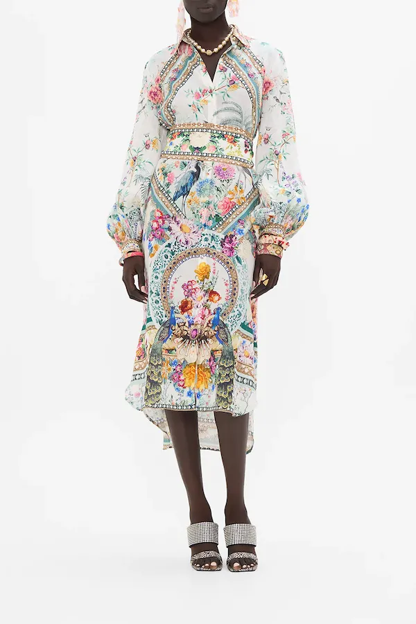 HIGH LOW MIDI SHIRT DRESS