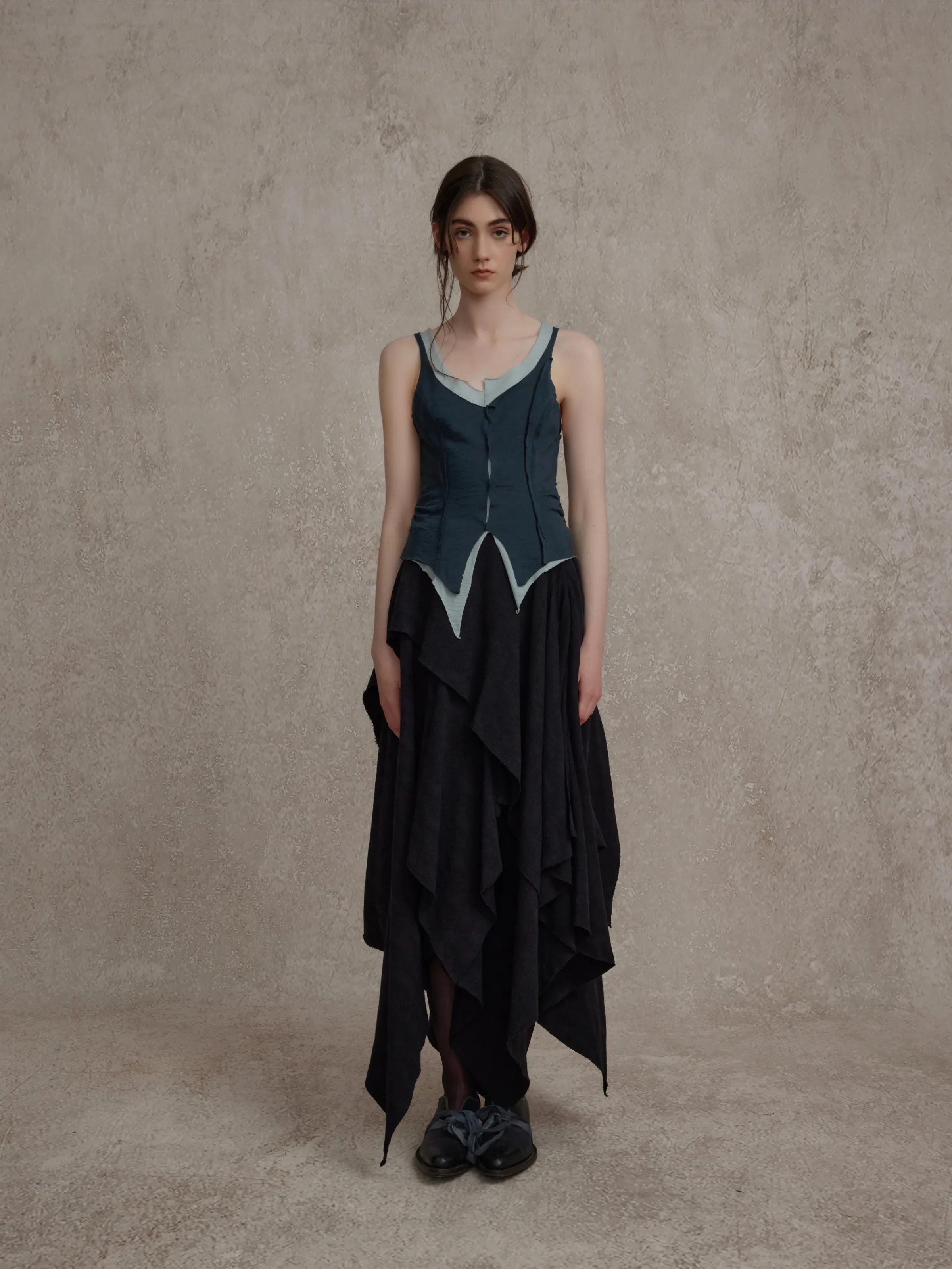 Indigo Deconstructed Knitted Tank Top