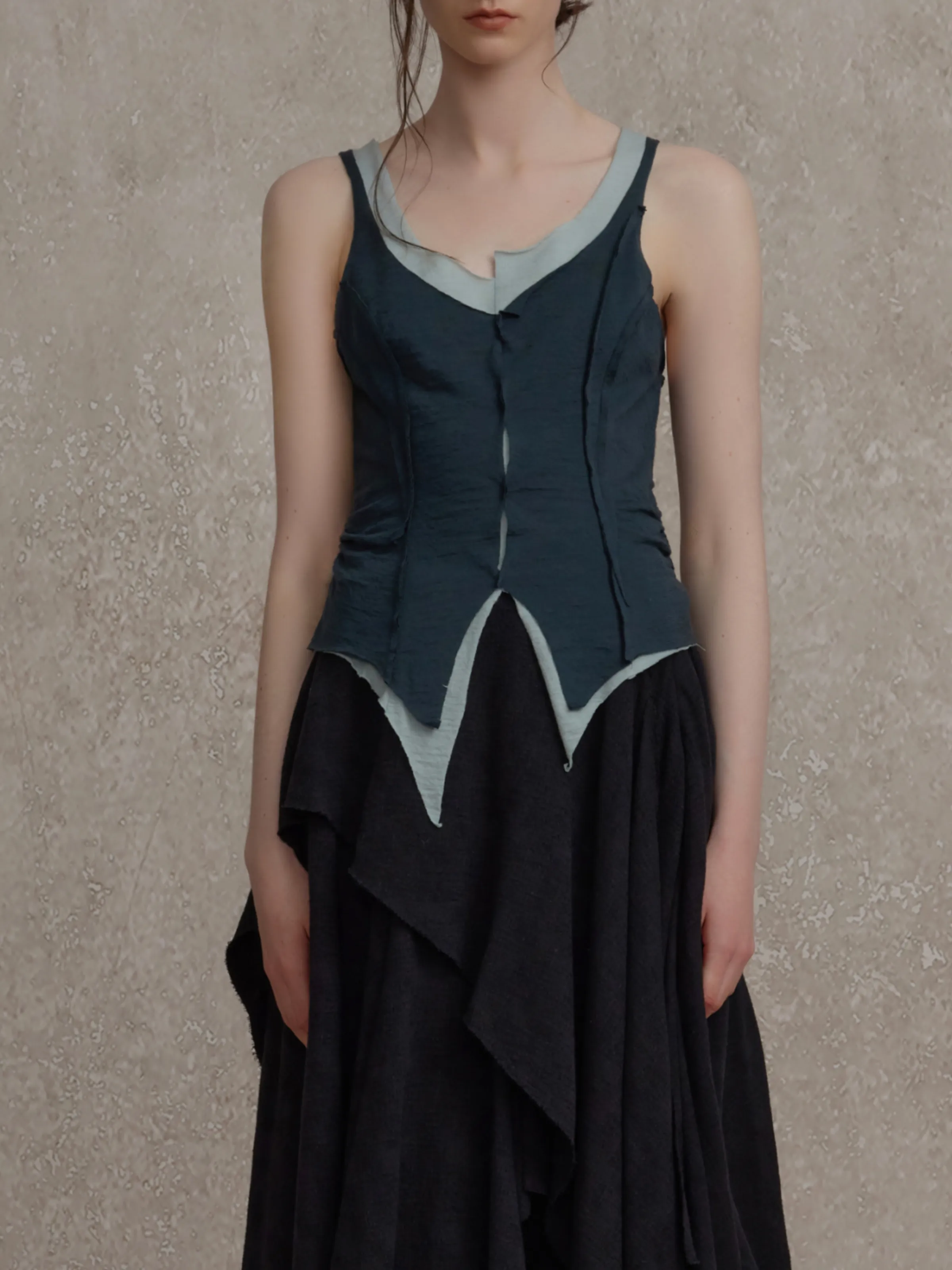 Indigo Deconstructed Knitted Tank Top