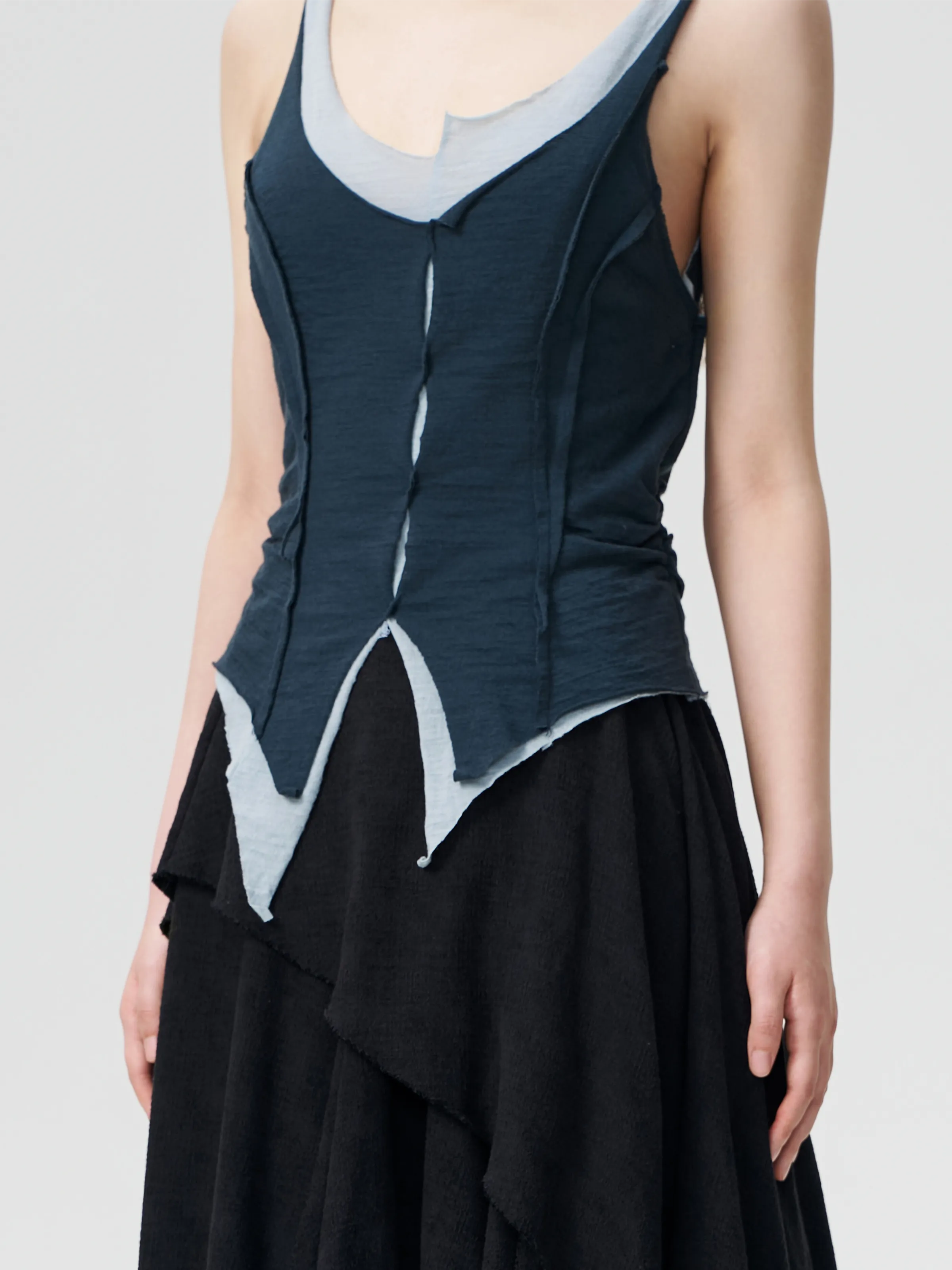 Indigo Deconstructed Knitted Tank Top