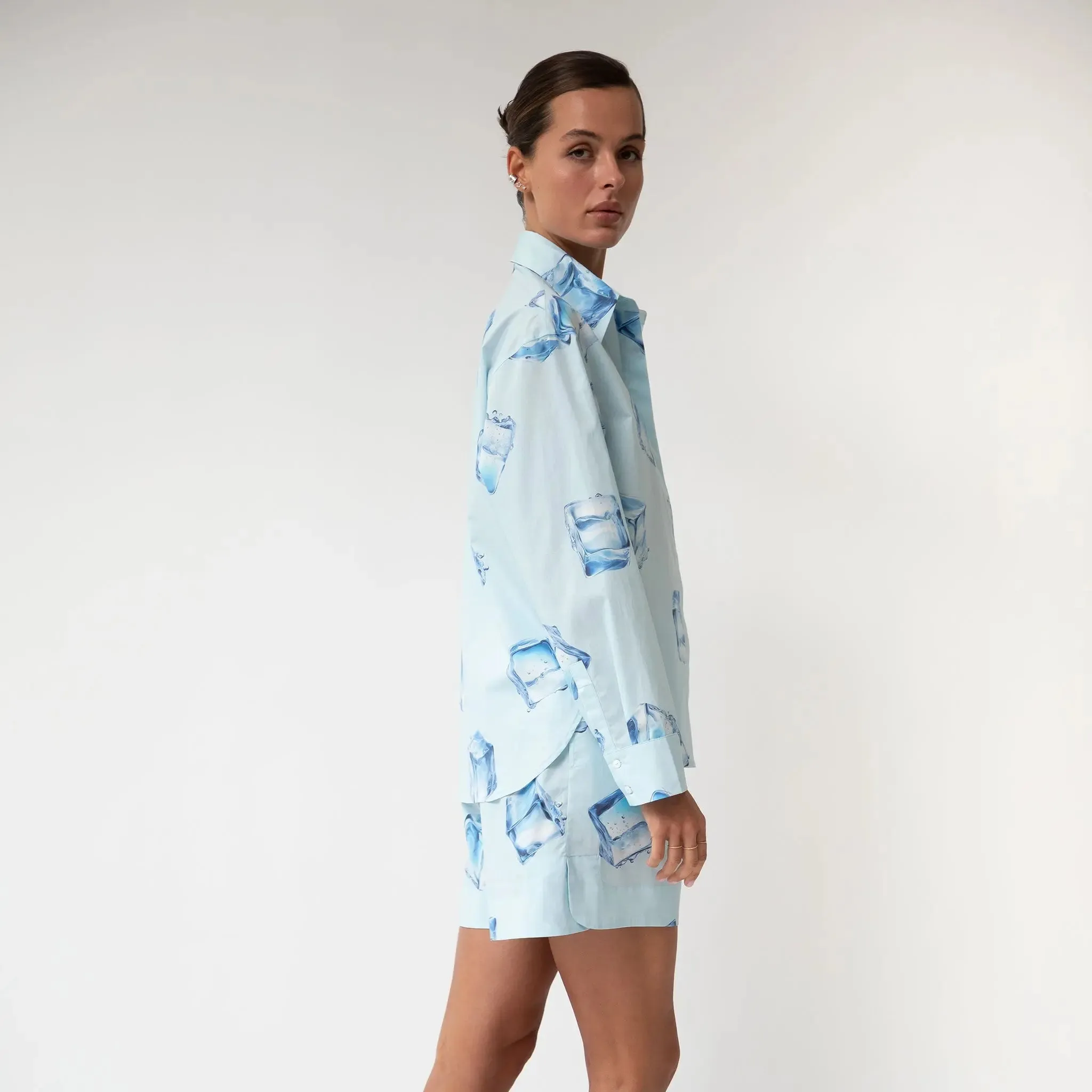 InStyle Cotton Poplin Shorts Ice Cubes